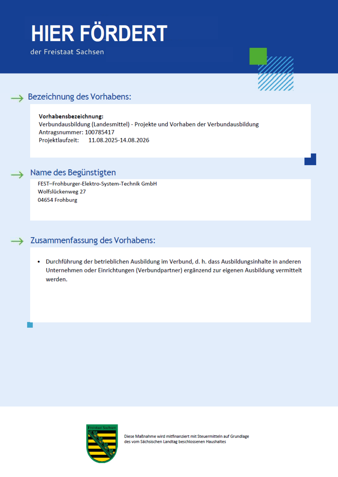 Publizitätsbestimmungen SAB Verbundförderung